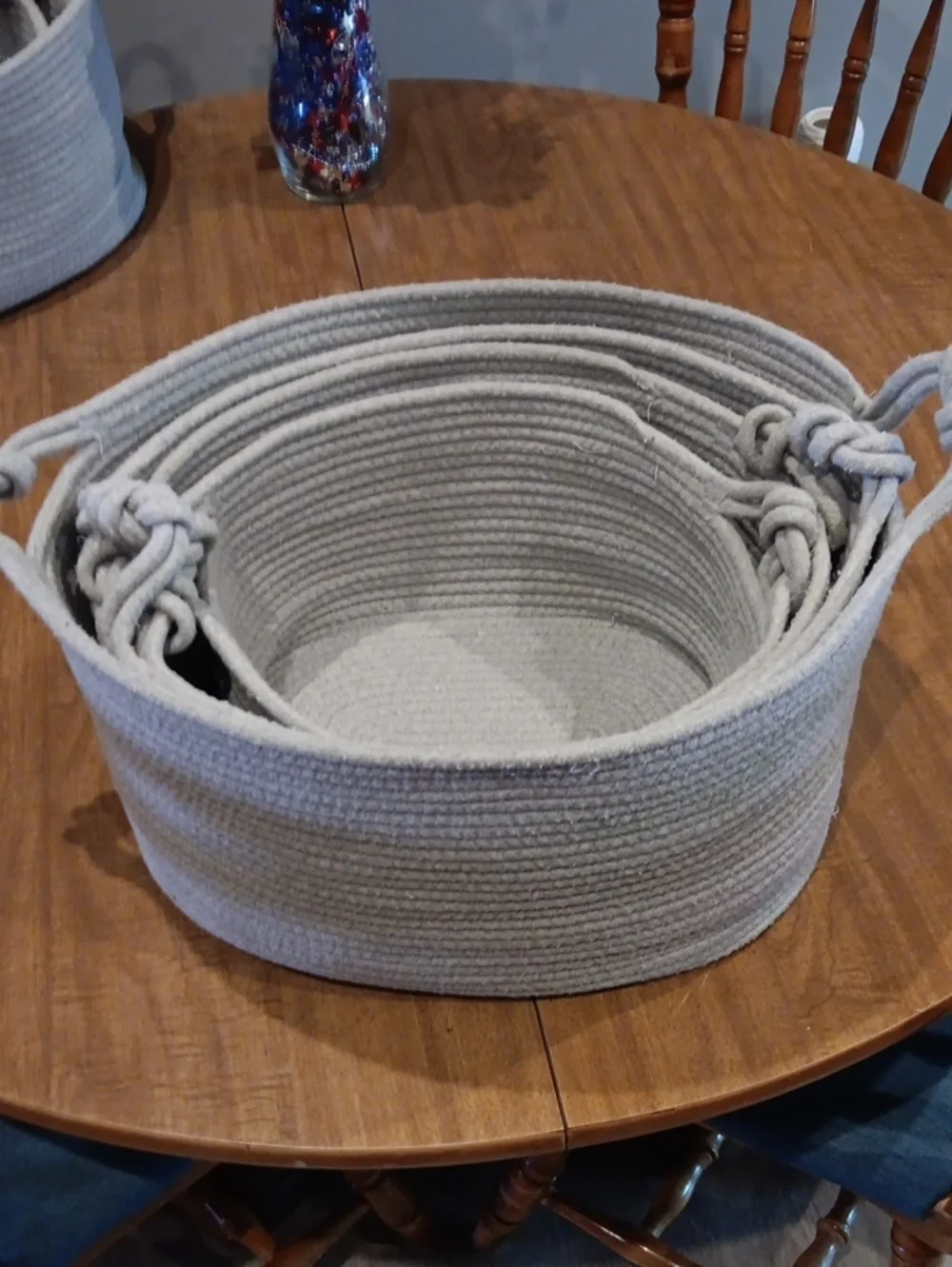 Handwoven Cotton Rope Storage Basket in Light Gray - Brand Unbranded